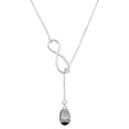 thumbnail image 1 of Delight Jewelry Silvertone Black Enamel Baby Shoe with Bow Silver tone Elegant Infinity Lariat Necklace, 1 of 4