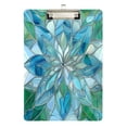 thumbnail image 2 of Plastic Clipboard Acrylic Hanging Clip Board with Gold Low Profile Office School Supplies 12.5x9 Blue Green Floral Stained Glass, 2 of 9