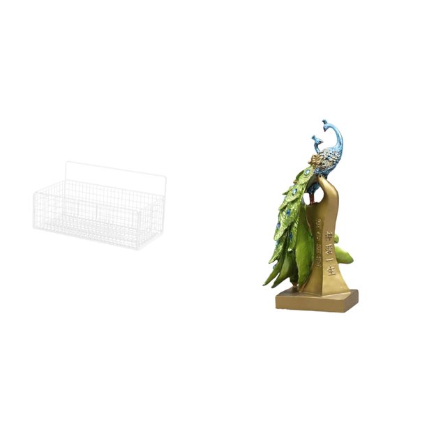 Cesta de almacenamiento,Cesta organizadora de almacenamiento de cocina colgante de alambre,Figura de escritorio,Estante de estatua de pavo real para escritorio,decoración del hogar,Figura