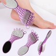 thumbnail image 3 of Dual Side 4 In 1 In Plastic Purple Handle Foot Shape Pedicure Care Foot File Calluses Remover Pumice Brush Stone, 3 of 5