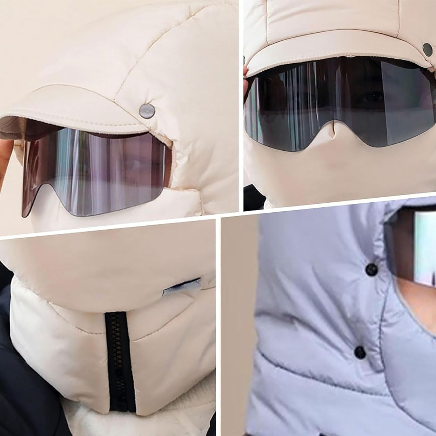 Windproof Full Cover Outdoor Riding Mask with Glasses, Winter Windproof Thermal Ski Mask, Unisex