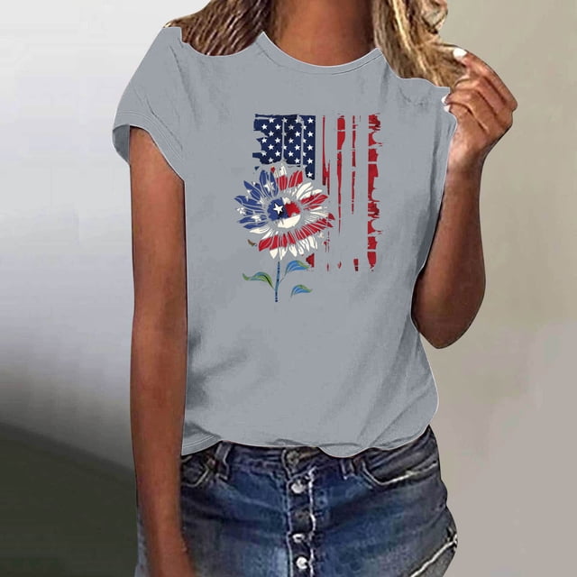 Mareep Blouse pour Femmes S-3TG Longueur Épaule T-shirt à Manches Courtes Imprimé Lettre Col Rond à la Mode pour Femmes