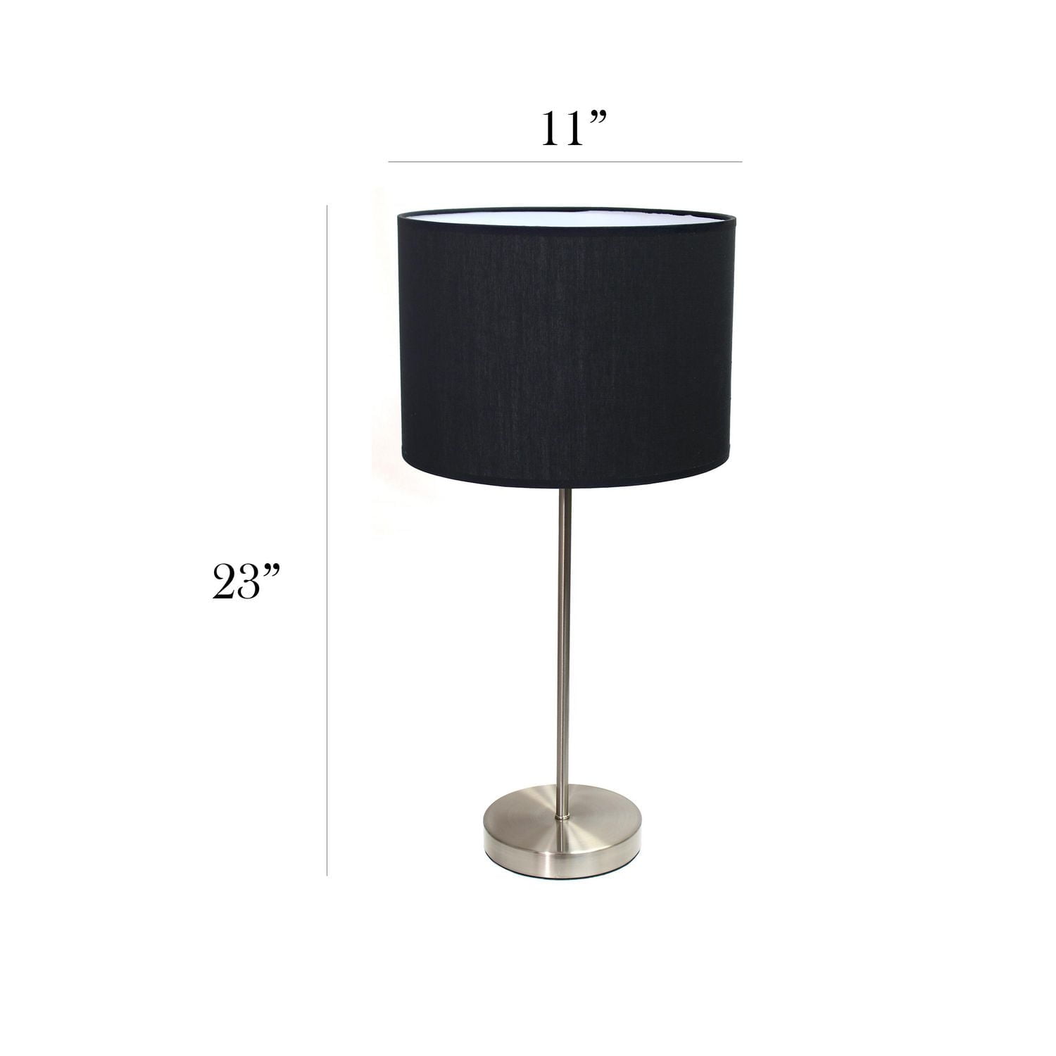 Simple Designs Brushed Nickel Stick Lamp with Fabric Shade