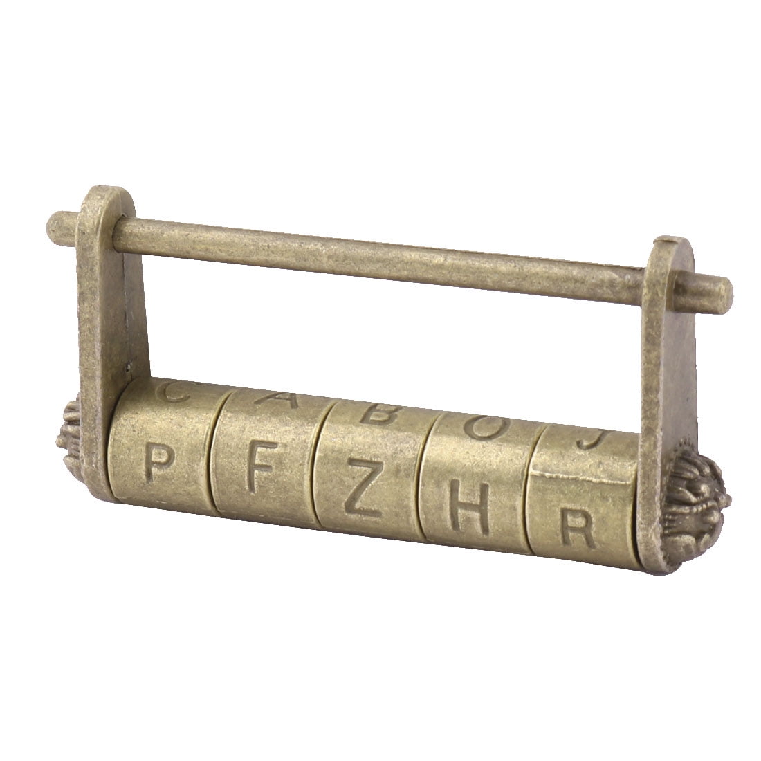 Home Cabinet Box Case Metal Letters Password Chinese Lock Padlock Bronze Tone