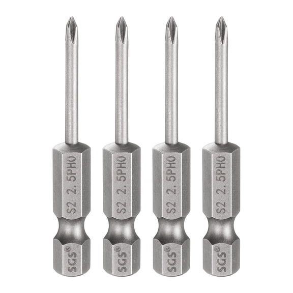 Uxcell 4pcs #00 Phillips Screwdriver Bit PH00 1/4" Hex Shank 2" (50mm) Long 0.1" Rod Magnetic Cross Head Drill Bits S2 Steel Industrial Screw Driver Bit