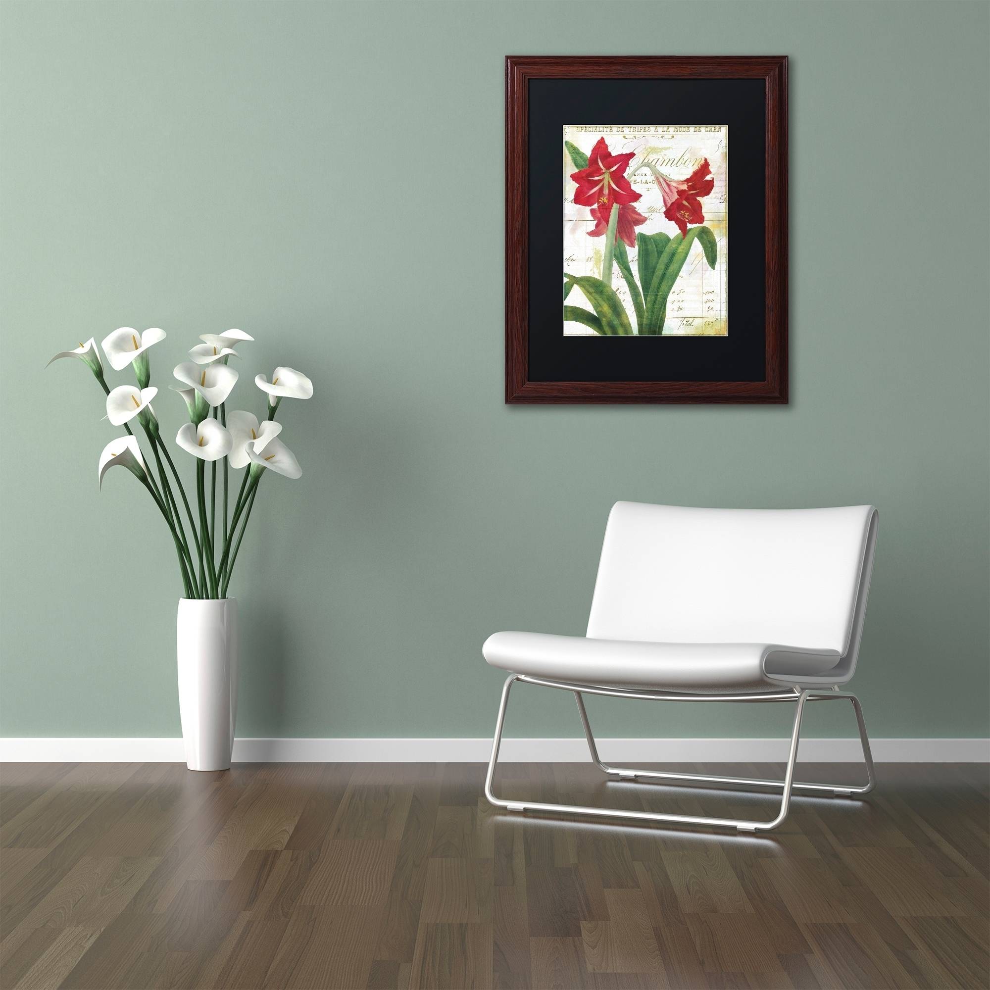 Trademark Fine Art "Peppermint Amaryllis" Canvas Art by Color Bakery Black Matte, Wood Frame