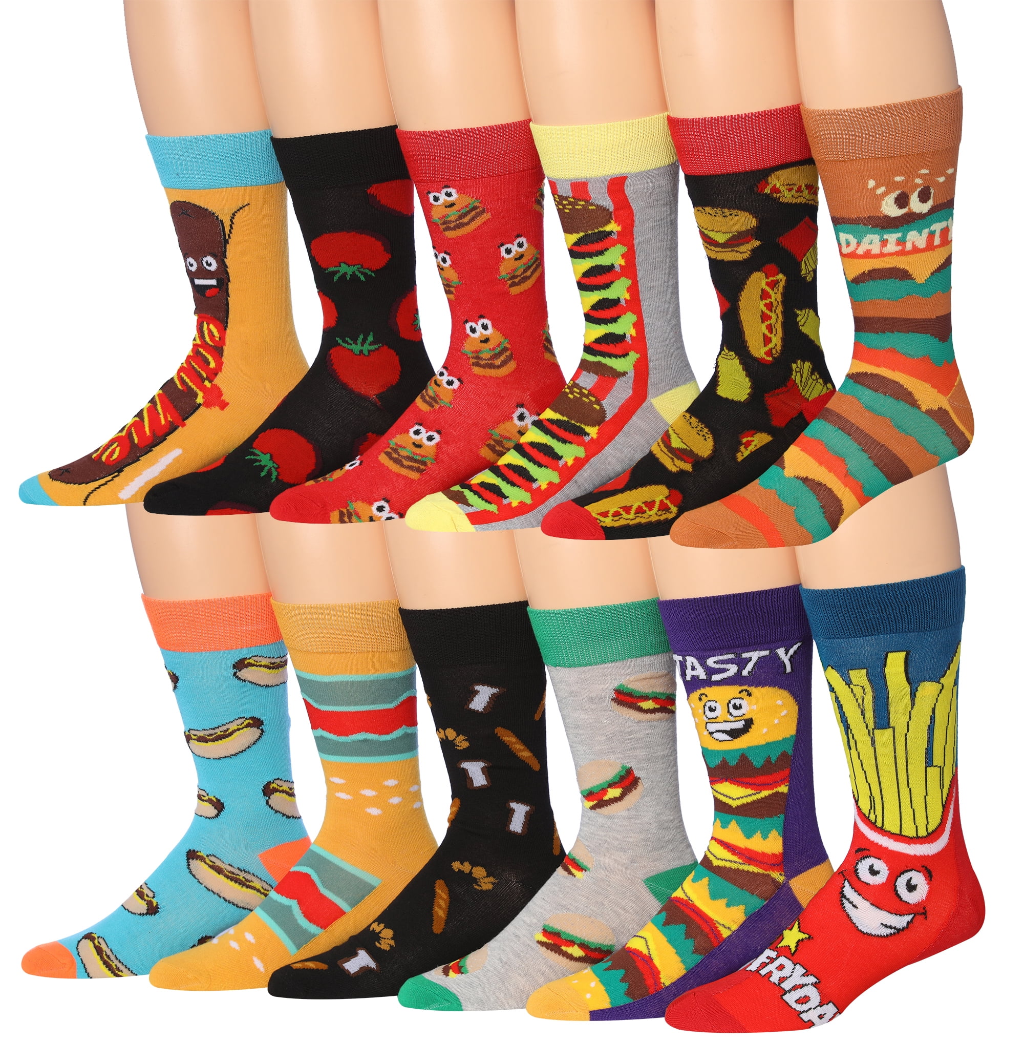 James Fiallo Mens 12-Pairs Funny Funky Crazy Novelty Colorful Patterned ...
