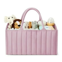 Djiypn Baby Diaper Caddy Organizer, Stylish Storage Basket for Newborn Essentials and Diaper Station, Gift for Baby Shower Must-Have, Pink