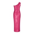 thumbnail image 2 of safuny Women's Maxi Side Split Dress Solid Sequins Shiny Trendy Dresses Sleeveless Elegant Cocktail Wedding Evening Party Holiday One Shoulder Hot Pink XL, 2 of 4