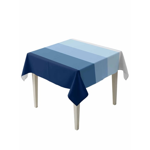 Blue Ombre Table Cloth, Modern Abstract Art Farmhouse Striped Waterproof Tablecloth for Square Tables, Reusable Washable Fabric Table Cover for Restaurant Kitchen Dining Tables 60"x60"