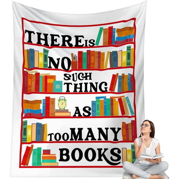 Xchearser Christmas Book Lovers Gifts Flannel Blanket Bookish Gifts Librarian Blanket 60" x 50" Bookworm Gifts Book Accessories for Reading Lover Writers Book Club Gifts for Birthday