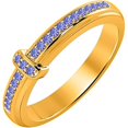 thumbnail image 2 of 925 Sterling Silver Yellow Gold Plated Blue Tanzanite Beautiful Cross Band Ring Women Christmas Gift, 2 of 2