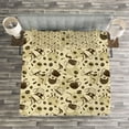 thumbnail image 3 of Ambesonne Polka Dots Quilted Bedspread Set 3 Pcs, Brown Coffee Cups, Queen Size, Cream and Brown, 3 of 3