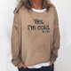 thumbnail image 1 of ICHUANYI Clearance Women Oversize Funny Text Letter Print Round-Neck Long Sleeve Loosen Single Sweatshirt Tops Pullover Blouse(Khaki, M) ICHUANYI WER2023081000550, 1 of 5