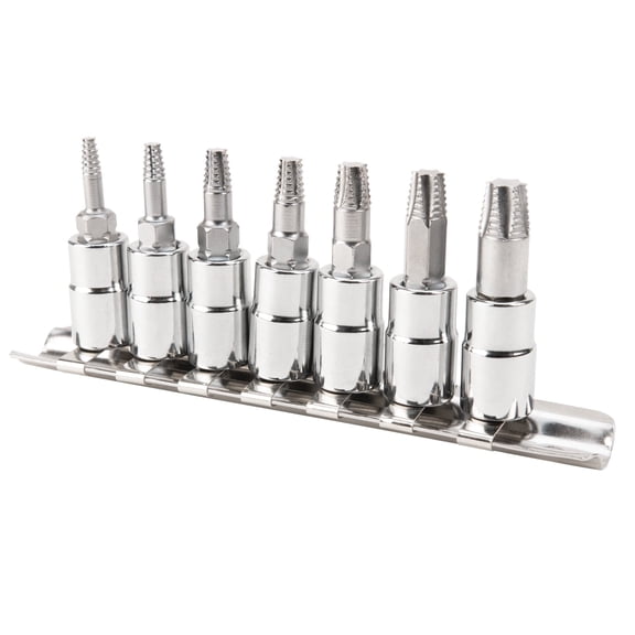 Performance Tool W36790 7pc 1/4-Inch Drive X-Trax Set for Stripped Screw Extractor Kit for Broken Bolt Extractor All-Purpose HSS Bolt Extractor Screw Remover Set