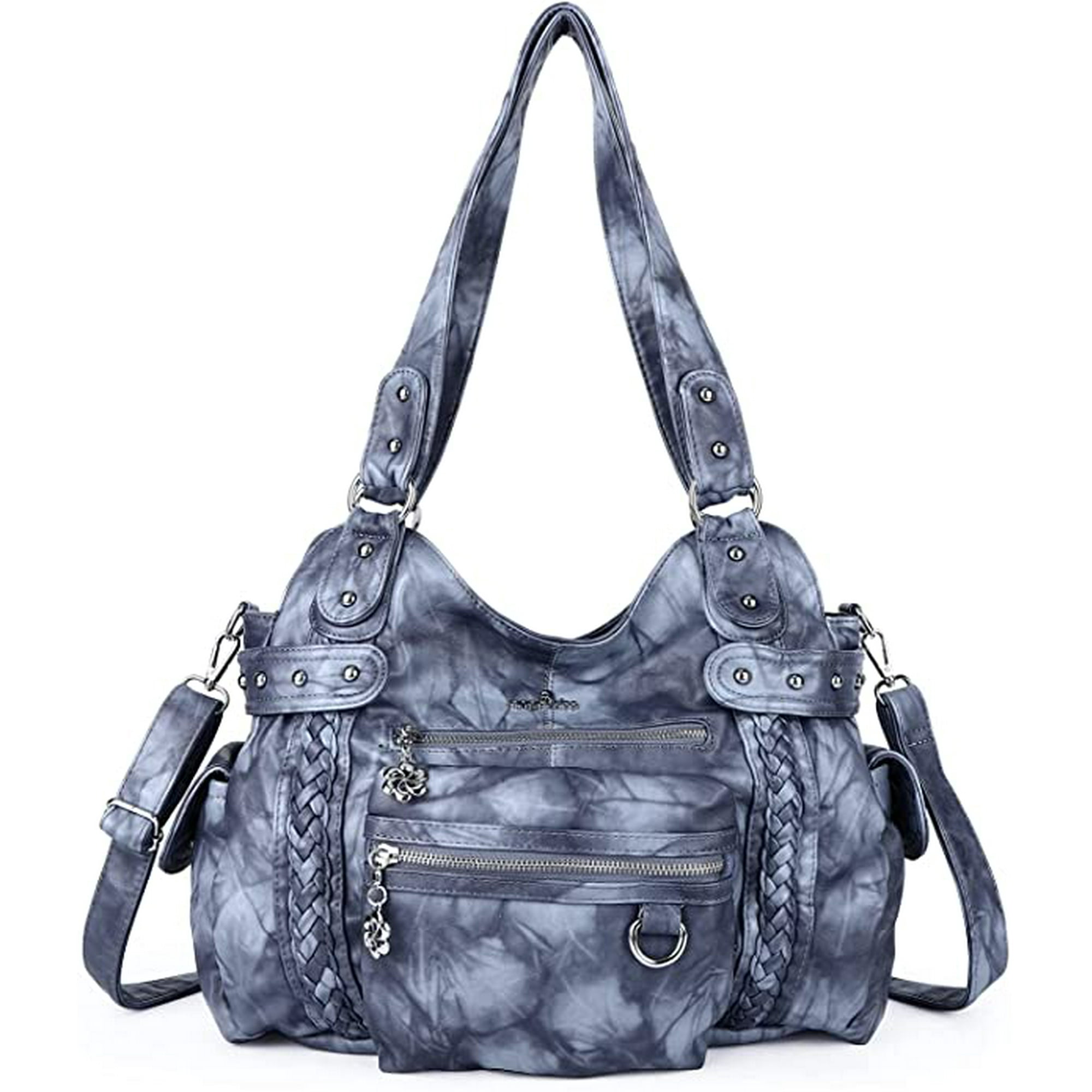 Shao5man Angel Kiss Hobo Handbags For Women Soft Pu Leather Shoulder Handbags Ladies Purses Blue