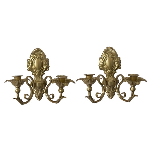 Candelabros de hierro decorativos nórdicos montados en la pared Juego de portavelas vintage para Oro
