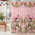 thumbnail image 6 of Shower Curtain 72"W x 84"L Merry Christmas Xmas Tree Deer Snowflake Pink Fabric Shower Curtains Set with Hooks Water Repellent Bathroom Curtains Machine Washable Bathroom Accessories, 6 of 9