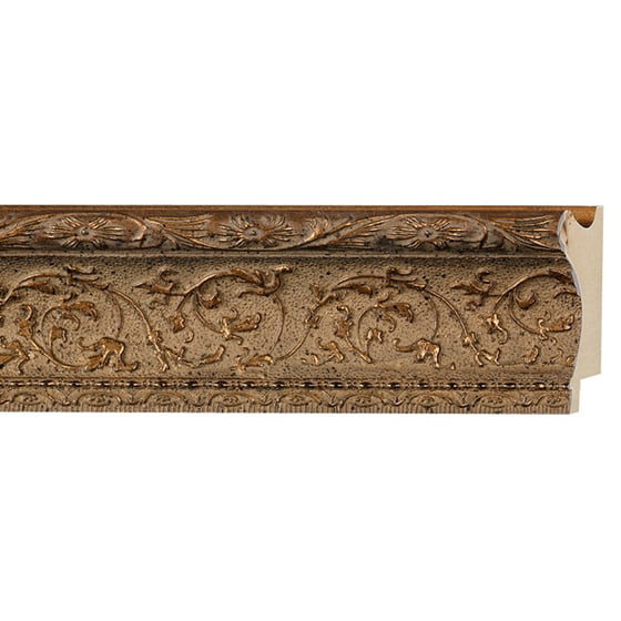 Picture Frame Moulding (Wood) Ornate Antique Gold Finish 3" width
