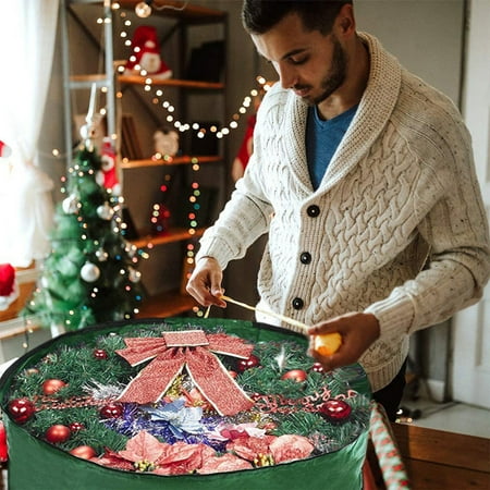 

Tepsmf Christmas Wreath Storage Bag - Garland Holiday Container With Clear Window - Tear Proof Fabric Rustic Home Decor