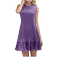 thumbnail image 2 of Gspmoly Robe pour Femmes, Mode Femmes Été Décontractée Unie à Col Rond Sans Manches Robe Mini Robes de Mariage pour Femmes Cadeaux de Vacances, 2 of 6