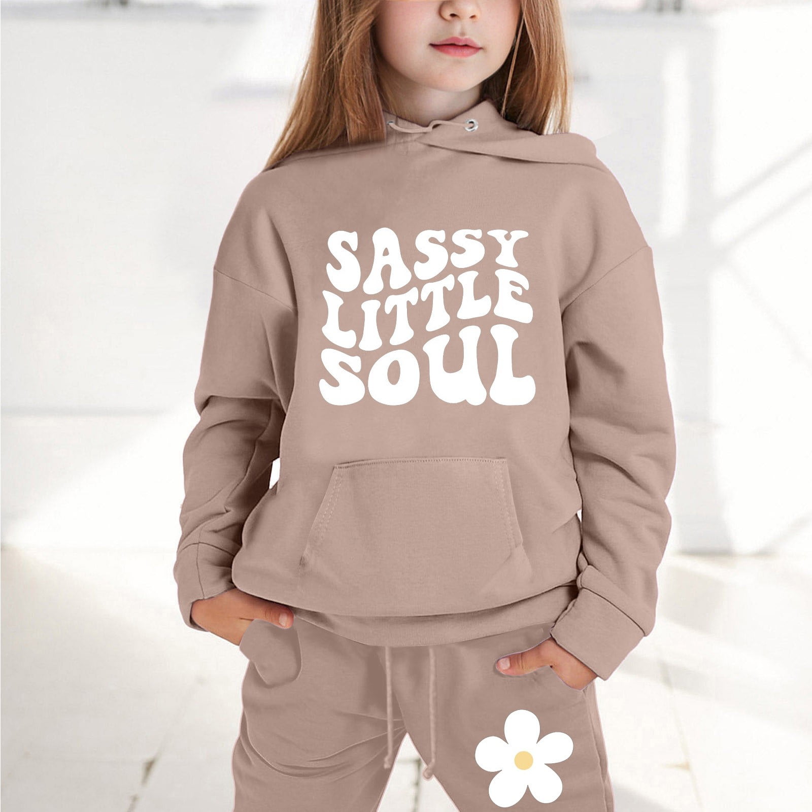 Tenues Pour Bébé Fille 2 Pcs Sweat à Manches Longues Et Pantalons Cargo Jogger Vêtements Pour Nouveau-Né Fille Marron 8-9 Ans