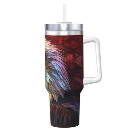 

Goofa Geometric American Bald Eagle Print 40oz Ice Bully With Handle And Straw Stainless Steel Vacuum Insulated Cup And 2 In 1 Straw Lid