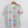 thumbnail image 4 of Colorful Dots T-Shirt O Neck Retro Print Big Size T-Shirts Short Sleeve Tees Womens Pretty Design, 4 of 5
