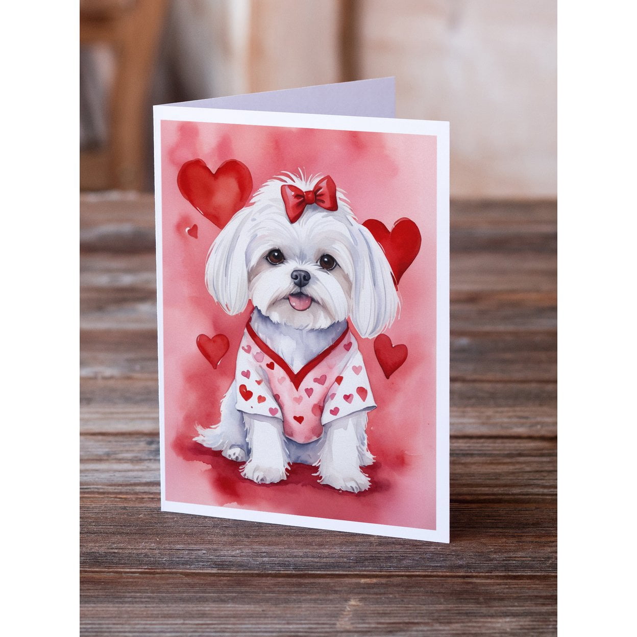 Maltese My Valentine Greeting Cards Pack of 8 7 in x 5 in