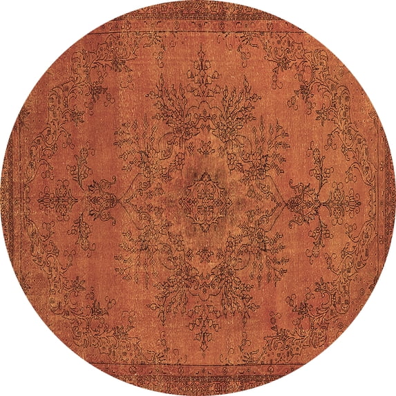 Ahgly Company Indoor Round Oriental Brown Industrial Area Rugs, 8' Round