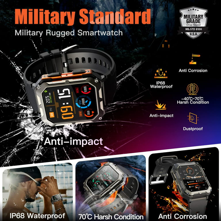 Blackview Military Smart Watches for Men, 1.83 HD Touch Screen