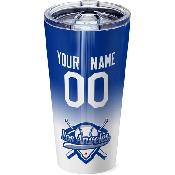 Los Angeles Custom Personalized Stainless Steel Glass Tumbler,Los Angeles Sports Travel Coffee Mug,Los Angeles Car Cup,Custom Name and Number,Classic Gifts for Men Women Fans.