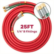 SPARC Oxy Acetylene Welding Hose, 25FT, 1/4" B Fittings, Grade T