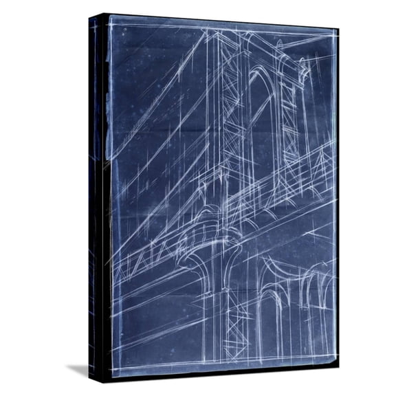 Art.com Bridge Blueprint I Stretched Canvas Print Wall Art by Ethan Harper, 12" x 16"