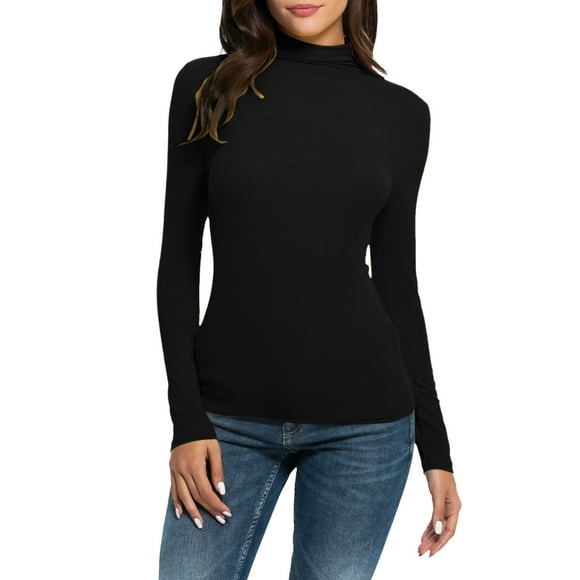 Womens Casual Tight Underwear Tops Solid Turtleneck Long Sleeve Underscrubs Basic Layer Shirts Lightweight Slim Fit Stretch Undershirt