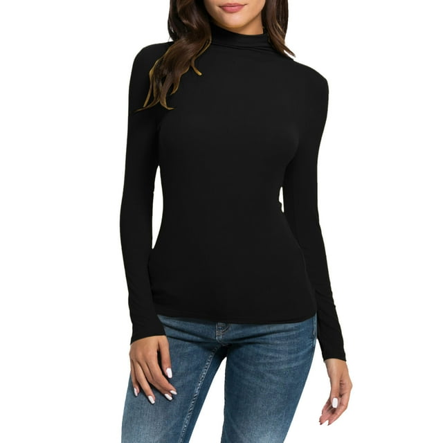 SNKSDGM Chemises à Manches Longues pour Femmes Y2K Blouses à Manches Longues pour Femmes Été Femmes Décontracté Blouse à Manches Longues Col Roulé Hauts Ajustés Extensibles T-Shirts m