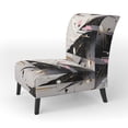 thumbnail image 3 of Designart "Bold Stripes Pink Black Fusion" Pink Cubism Upholstered Accent Chair - Modern Arm Chair For Bedroom, 3 of 5