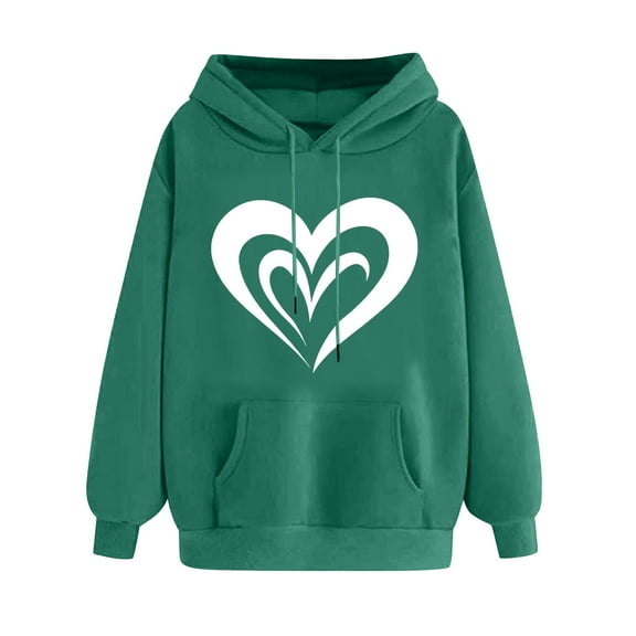 Womens Oversized Hoodies Sweatshirts for Valentines Cute Heart Pullover Long Sleeve Hooded Clothing