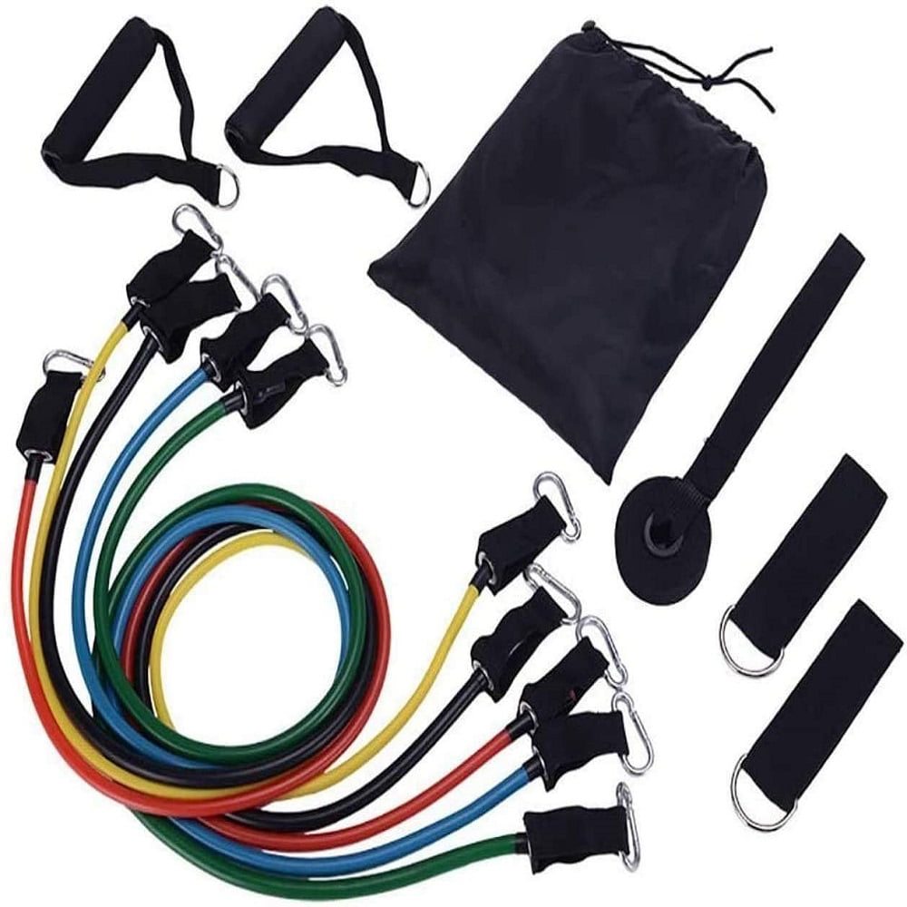 DISUPPO 11 PCS Resistance Bands Set Exercise Bands with Door Anchor Handles Ankle Strap and Carrying Bag