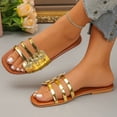 thumbnail image 5 of Xfvqtps Women Flat Sandals Slide Slip on Casual Shoes Straps Summer Sandals Comfortable Lightweight Slippers, 5 of 8