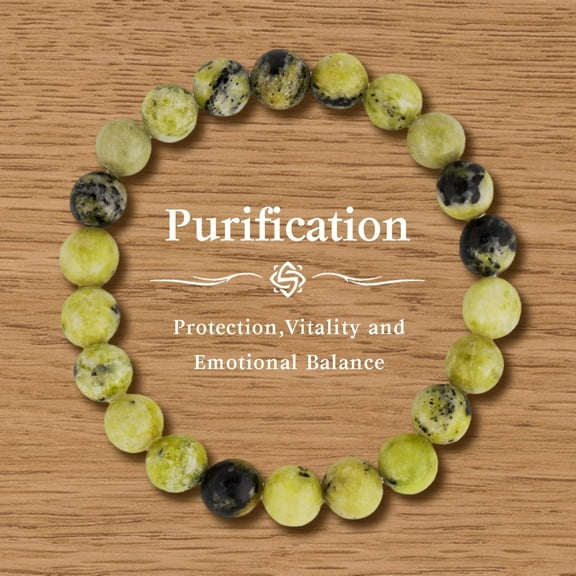 Genuine Yellow Turquoise Bracelet for Men and Women, Natural Stone Beaded Stretch Healing Energy Jewelry Gift