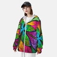 thumbnail image 3 of Fotbe Veste de Protection Solaire UPF 50+ pour Hommes et Femmes, Fleur Multicolore, avec Capuche, Poches, Randonnée, Performance Extérieure - Très Grand, 3 of 7