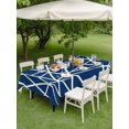 thumbnail image 4 of Outdoor Tablecloth with Umbrella Hole for Patio/Picnic/Party/Camping, Nave Blue Geometric Waterproof Table Cloth Rectangle Table Cover Washable, Abstract Stripes Modern Minimalist (60"x 84"), 4 of 8