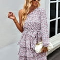 thumbnail image 2 of Vestido de mujer con hombros caídos, manga larga, estampado floral de una pieza para todas las estaciones, 2 of 8