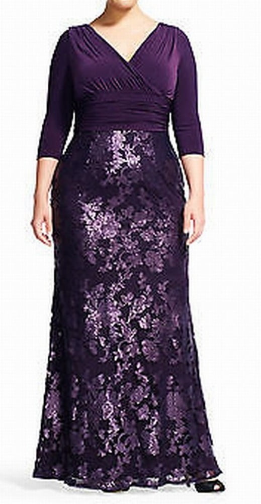 adrianna papell purple sequin dress