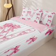 thumbnail image 3 of Catabedysis Pink Bows Zipper Full Size Comforter Sets with Fitted Sheet and 2 Pillowcases,Cartoon Bowtie Letter N Design Zipper Bedding Set For Girls,Pink Reversible,4-Piece, 3 of 7