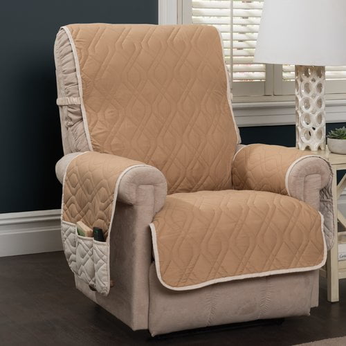 Innovative Textile Solutions 1-Piece 5 Star Solid Recliner Furniture Cover Slipcover, Toast/Ivory