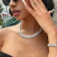 thumbnail image 5 of Mens Cuban Link Chain Silver/Gold 8''16''18''20''22''24''26"28"30" Necklace Iced Out Thick Chain For Women Bling Diamond Cut Cuban Link Chains For Men Hip Hop Jewelry, 5 of 8