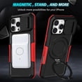 thumbnail image 4 of for iPhone 16 Pro Max Case Magnetic with Ring Stand Black Fits Wireless Charging, iPhone 16 Pro Max Phone Case with Camera Lens Protector Cover Shockproof Anti-Slip (Red Black), 4 of 17