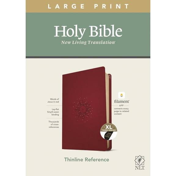 NLT Large Print Thinline Reference Bible, Filament Enabled Edition (Red Letter, Leatherlike, Berry, Indexed), (Hardcover)